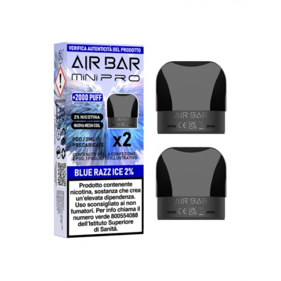 Air Bar Blue Razz Ice Mini PRO Pod 2ml x2 Pezzi