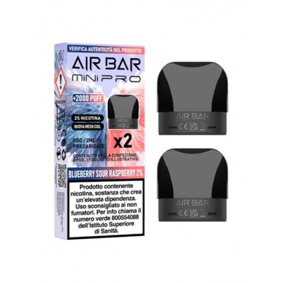 Air Bar Blueberry Sour Raspberry Mini PRO Pod 2ml x2 Pezzi